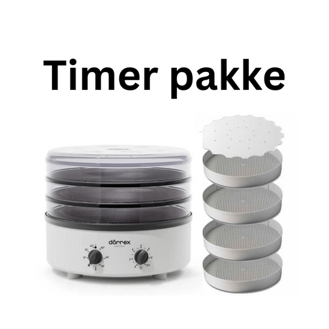 Stöckli dōrrex dehydrator - mattørke m.timer; 4 stål + 4 plast + 2 silikonmatter